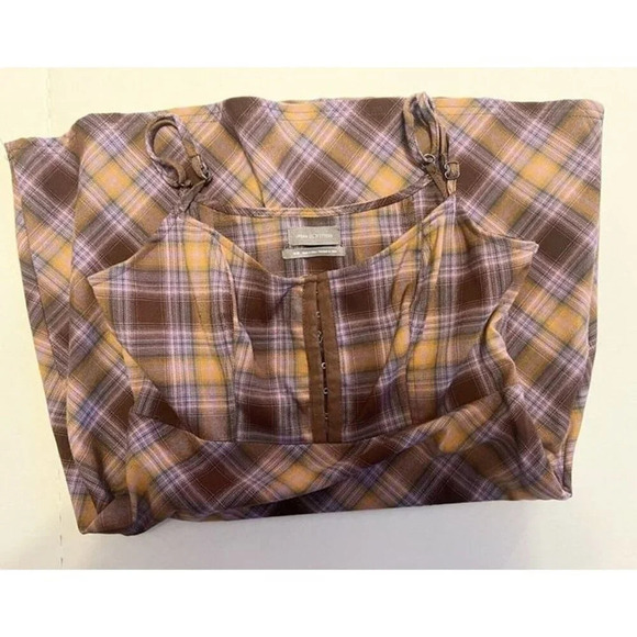 SIZE‎ M Urban Outfitters KEYA Plaid Purple Yellow Hook & Eye Mini Dress - Picture 10 of 10